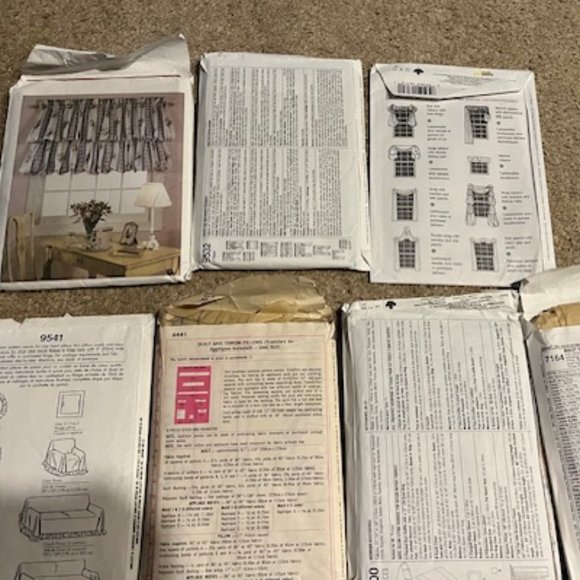 Bundle of 8 Sewing Patterns Crafts Home Decor Window Treatments Pillows Quilts - Picture 7 of 9